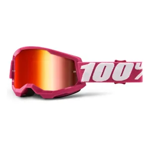 Motocross szemüveg 100% Strata 2 Mirror  Fletcher rózsaszín, tükrös piros plexi