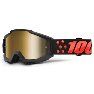 Motocross szemüveg 100% Accuri  Gernica fekete, arany króm plexi + világos plexi
