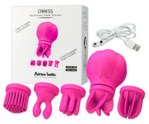 Caress - akkus, forgó csiklóvibrátor szett (pink)