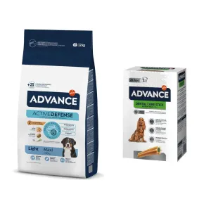 12kg Advance Maxi Light száraz kutyatáp+720g Dental Care Snack ingyen