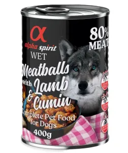 12x400g alpha spirit Dog Meatballs Bárány & rómaikömény nedves kutyatáp