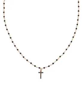 Amen Időtlen bronz nyaklánc fekete kristályokkal és kereszttel Crosses CLONCRRNNZ3