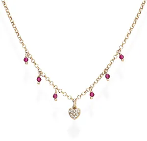 Amen Rózsaszín aranyozott ezüst nyaklánc cirkonokkal és romantikus CLCRROZ kristályokkal