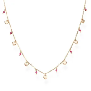 Amen Rózsaszín aranyozott ezüst nyaklánc kristállyal és szívvel Candy Charm CLMICURRO