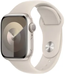 Apple Apple Watch Series 9 41mm Csillag-fehér alumínium csillag-fehér sportszíjjal, M/L