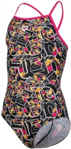 Arena girls swimsuit lightdrop back allover freak rose/black/multi 4xs