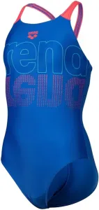Arena girls swimsuit v back graphic royal/fluo red 140cm