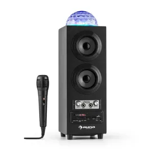 Auna DiscoStar Black, hordozható bluetooth hangfal, USB, akkumulátor, LED, mikrofon