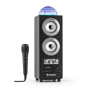 Auna DiscoStar Silver, hordozható 2.1 bluetooth hangfal, USB, akkumulátor, LED, mikrofon
