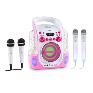 Auna Kara Liquida karaoke rendszer, rózsaszín + Dazzl karaoke mikrofon készlet, LED megvilágítás
