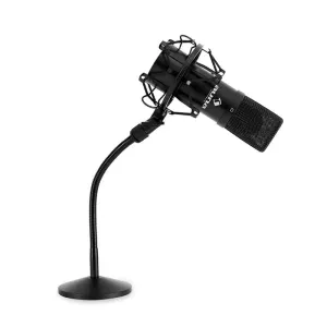 Auna Készletkondenzátor mikrofon, fekete ésasztali mikrofonállvány