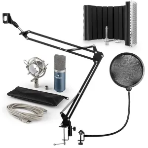 Auna auna MIC-900BL USB mikrofon szett V5 kondenzátoros mikrofon, pop filter, mikrofonernyő, mikrofon kar, kék