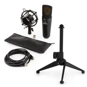 Auna auna MIC-920B USB mikrofon készlet V1 - fekete nagy membrános mikrofon és asztali állvány
