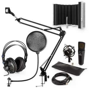 Auna auna MIC-920B USB mikrofon szett V5 fejhallgató, mikrofon, pop filter, mikrofonernyő, mikrofon kar