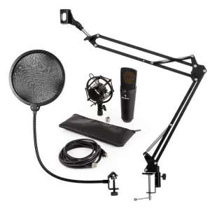 Auna MIC-920B USB mikrofon szett, V4 kondenzátoros mikrofon, pop filter, mikrofon kar