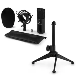 Auna auna CM00B mikrofon készlet V1 - fekete stúdió mikrofon pókkal és asztali állvánnyal