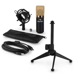 Auna auna MIC-900BG-LED V1 USB mikrofon szett, kondenzátor mikrofon | asztali állvány