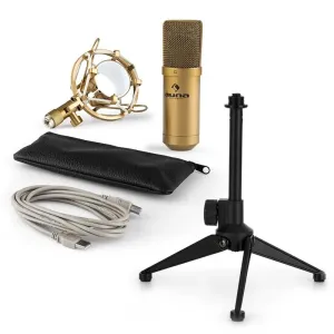 Auna auna MIC-900G V1 USB mikrofon szett, arany kondenzátor mikrofon | asztali állvány