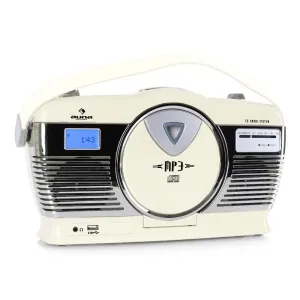 Auna RCD-70 retró rádió, FM, USB, CD, elem, krémszínű