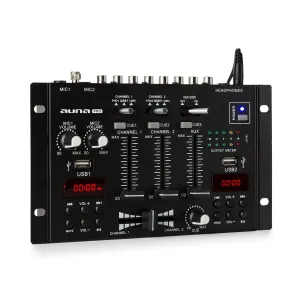 Auna Pro DJ-22BT, MKII, mixer, 3/2 csatornás-DJ-keverőpult, BT, 2 x USB, rack-ba szerelés, fekete