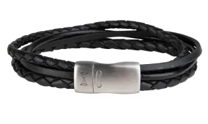 AZE Jewels Időtlen fekete bőr karkötő Iron Four String fekete AZ-BL003-A 24 cm - XXL