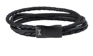 AZE Jewels Időtlen fekete bőr karkötő Iron Four String fekete-on-fekete AZ-BL003-C 21 cm - L
