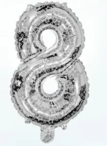 Ezüst számos fólia lufi 35 cm - 8 (NEM FÚJHATÓ FEL HÉLIUMMAL) - BALONČ