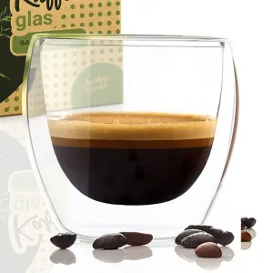 Bambuswald Kávéspohár, 100 ml, thermo pohár, kézműves, boroszilikát üveg