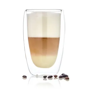 Bambuswald Kávéspohár, 400 ml, thermo pohár, kézműves, boroszilikát üveg