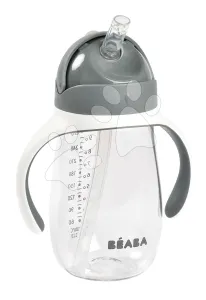 Tanuló ivó palack Bidon Straw Cup Beaba Mineral Grey 300 ml szívószállal szürke 8 hó-tól BE913534