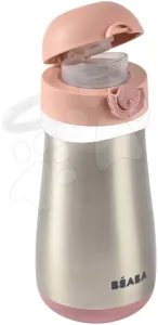 Ivó palack bidon duplafalú Stainless Steel Bottle Beaba Old Pink 350ml rózsaszín rozsdamentes acélból 18 hó-tól BE913522
