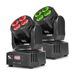 Beamz MHL36, mozgó fej szett, 2 LED reflektor, 4x9W 4in1 RGBW LED, fekete