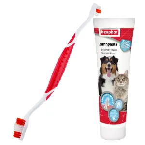 beaphar kutya fogkefe és fogkrém fogápoló szett - 3 x fogkefe és fogkrém (100 g)