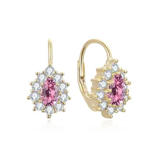 Beneto Aranyozott fülbevaló rózsaszín cirkónium kövekkel AGUC3298P-GOLD