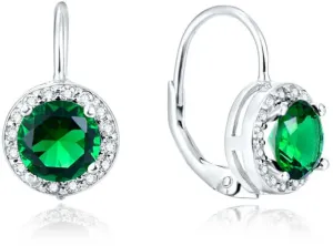 Beneto Ezüst fülbevaló zöld kristályokkal AGUC1157