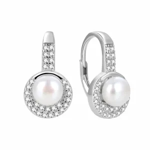 Beneto Gyengéd ezüst fülbevalók valódi gyöngyökkel AGUC2152PL