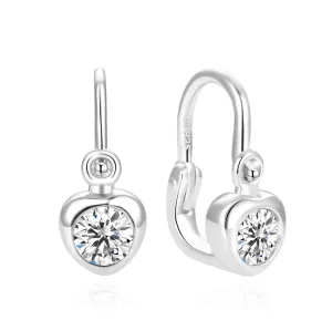 Beneto Gyengéd szív alakú ezüst fülbevaló AGUC2557D-WHITE