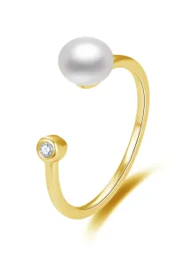 Beneto Nyitott aranyozott gyűrű valódi édesvízi gyöngyökkel AGG467-G