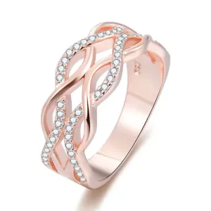 Beneto Rózsaszín aranyozott ezüst gyűrű cirkónium kővel AGG333 52 mm