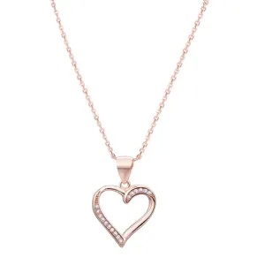 Beneto Rózsaszín aranyozott ezüst szív nyaklánc AGS289/47-ROSE (lánc, medál)