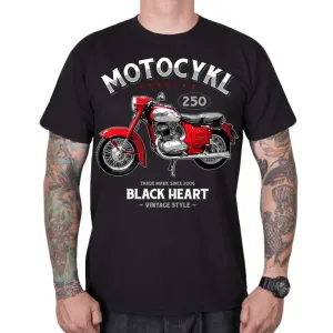 Póló BLACK HEART Motorcycle Panelka  fekete  L