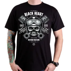 Póló BLACK HEART Piston Skull  M  fekete
