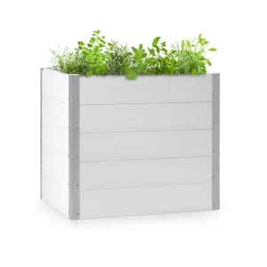 Blumfeldt Nova Grow, kerti ágyás, 100 x 91 x 100 cm, WPC, fa megjelenés, fehér