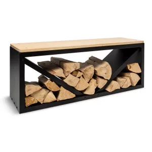 Blumfeldt Kindlewood L Black, fa állvány, pad, 104 × 40 × 35 cm, bambusz, cink