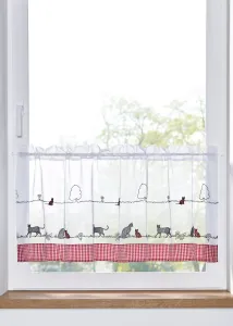Ablaktábla függöny hímzett cicákkal