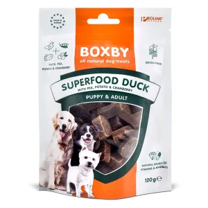 120g Boxby Dog Snacks Superfood kacsával, borsóval és áfonyával kutyasnackek 120g Boxby Dog Snacks Superfood kacsával, borsóval és áfonyával kutyasnackek
