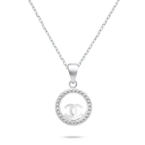 Brilio Silver Divatos ezüst nyaklánc cirkónium kövekkel NCL139W World Icon (lánc, medál)