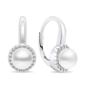 Brilio Silver Elegáns ezüst fülbevaló gyöngyökkel és cirkónium kövekkel EA419W