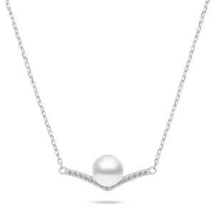 Brilio Silver Elegáns ezüst nyaklánc gyöngyökkel és cirkónium kövekkel NCL131W