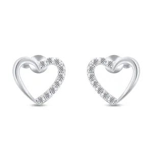 Brilio Silver Romantikus ezüst fülbevaló csillogó szívek EA356W